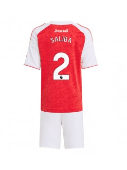 Billige Arsenal William Saliba #2 Hjemmedraktsett Barn 2025-26 Kortermet (+ Korte bukser)